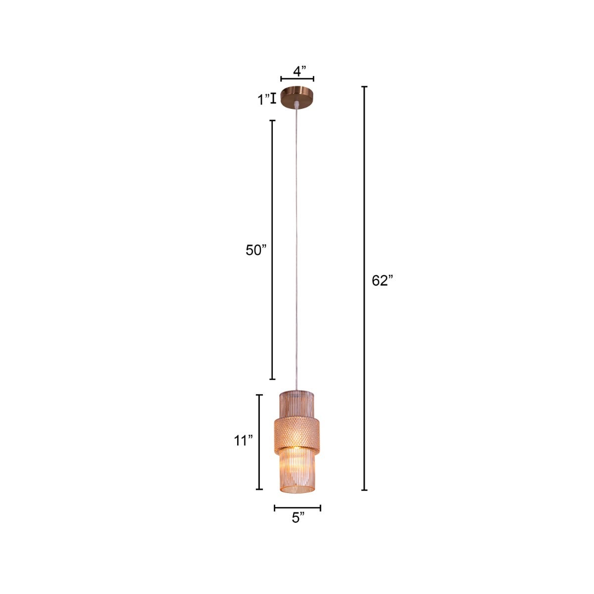 Drive To Mexico (Amber) Textured Glass Pendant Light