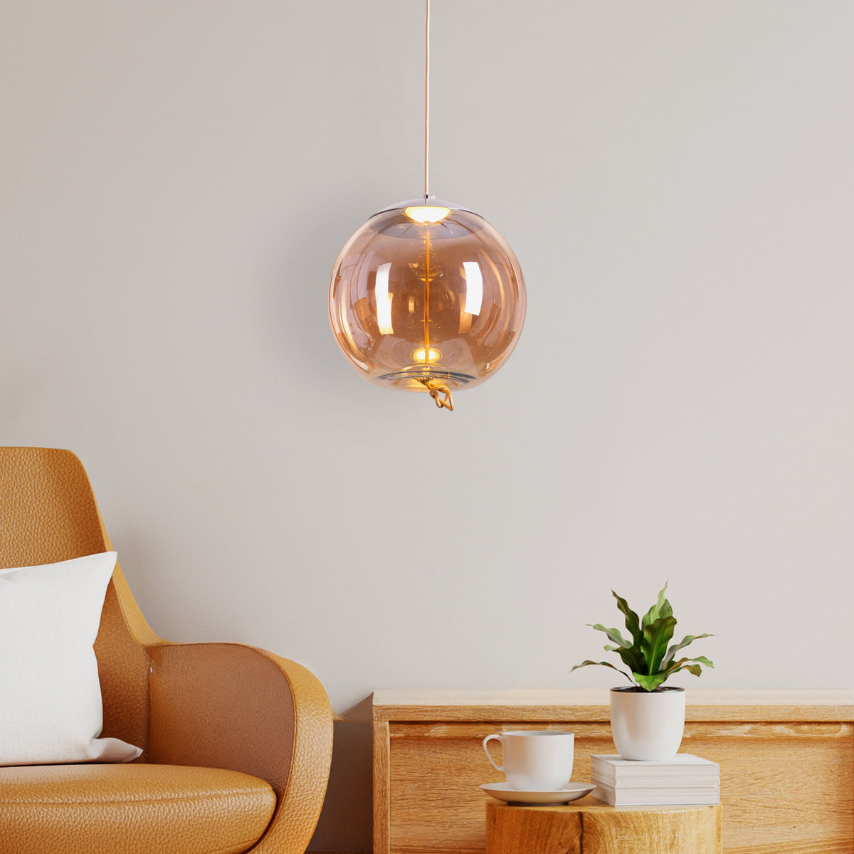 Motivation (Amber, Built-In LED) Glass Pendant Light