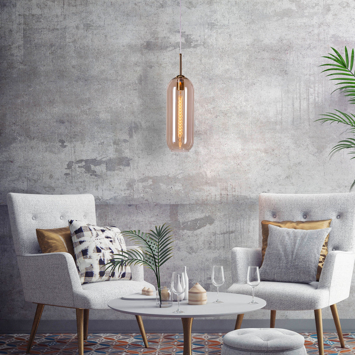 Gold Glamour (Medium, Gold) Glass Pendant Light