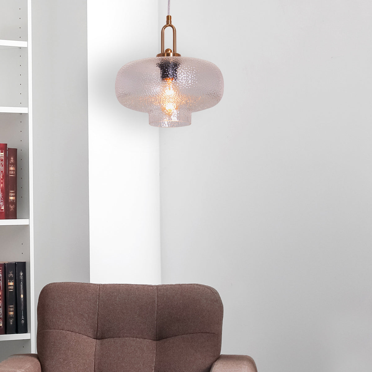 Take Me Traveling (Stout, Gold) Textured Glass Pendant Light