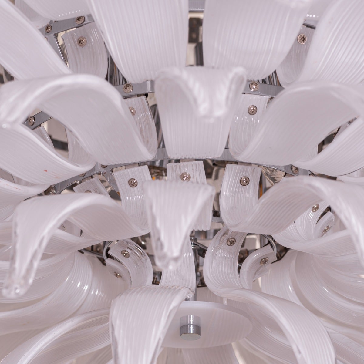 One More Try (Large, Gold, White) Tinted Glass Chandelier