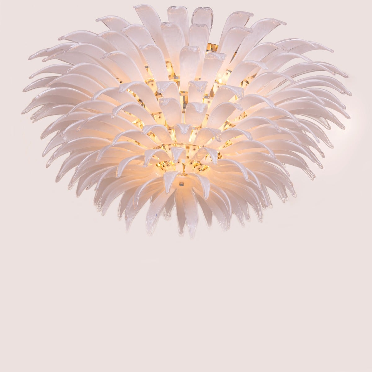 One More Try (Large, Gold, White) Tinted Glass Chandelier