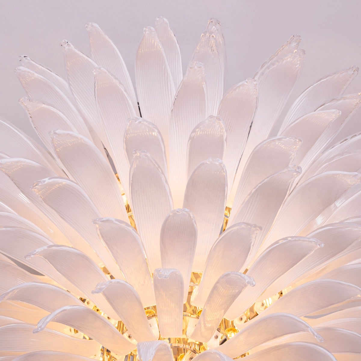 One More Try (Large, Gold, White) Tinted Glass Chandelier
