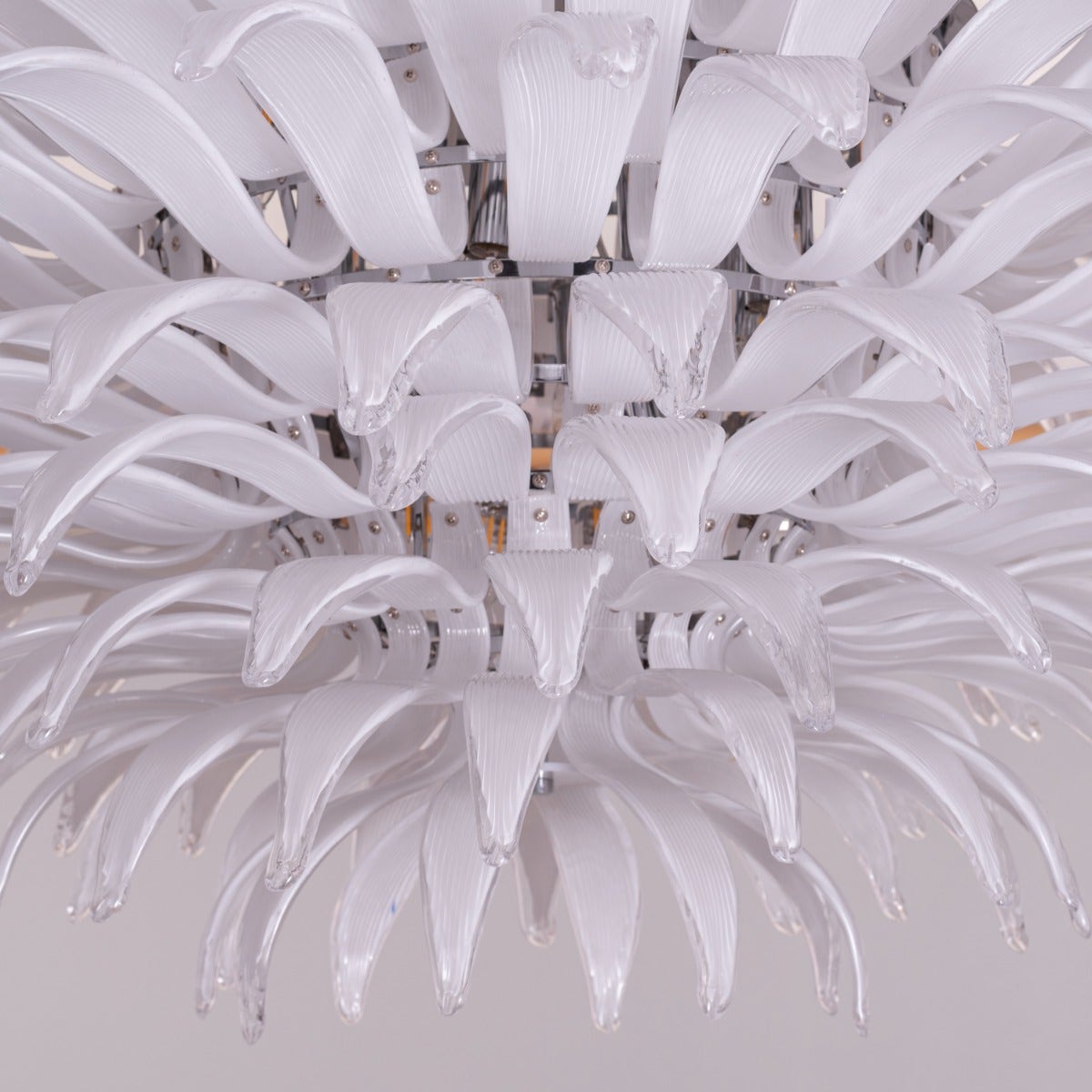 One More Try (Large, Gold, White) Tinted Glass Chandelier