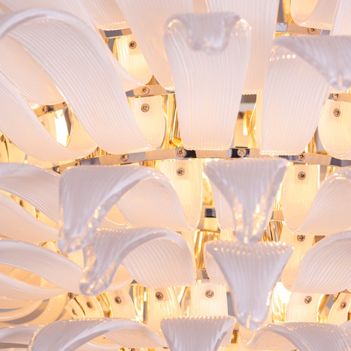 One More Try (Large, Gold, White) Tinted Glass Chandelier