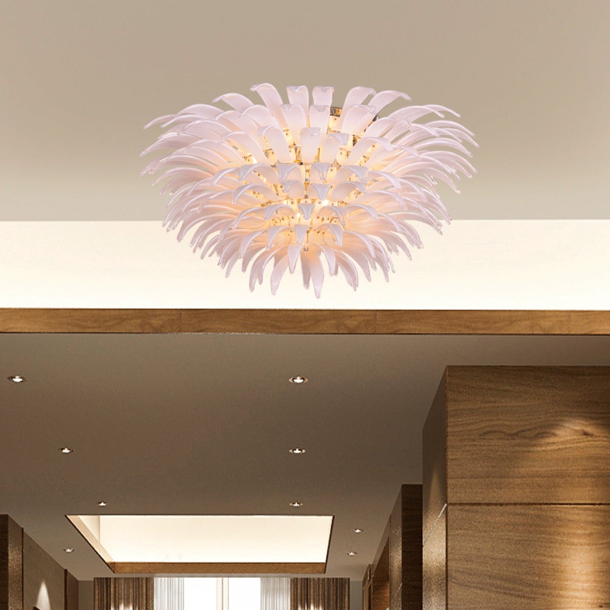 One More Try (Large, Gold, White) Tinted Glass Chandelier