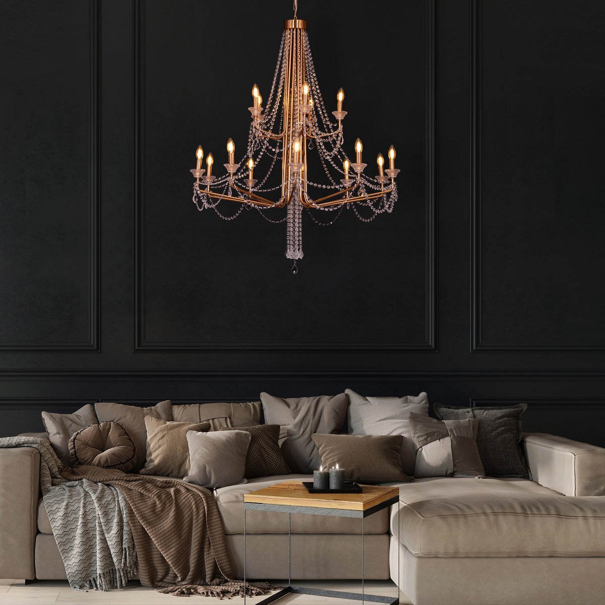 Add The Frosting (Large, Gold) Crystal Chandelier