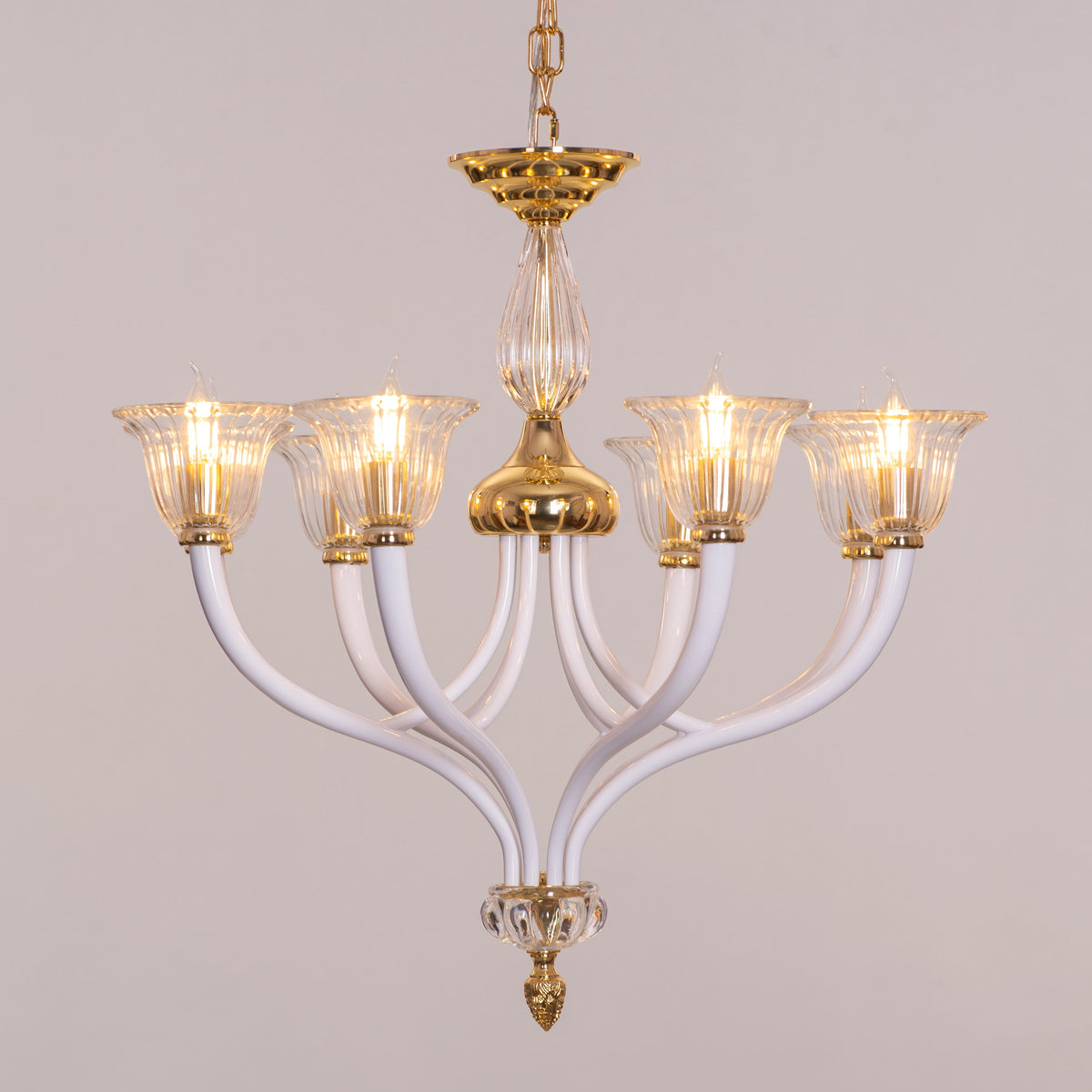 I Shall Return (Gold) Textured Glass Chandelier