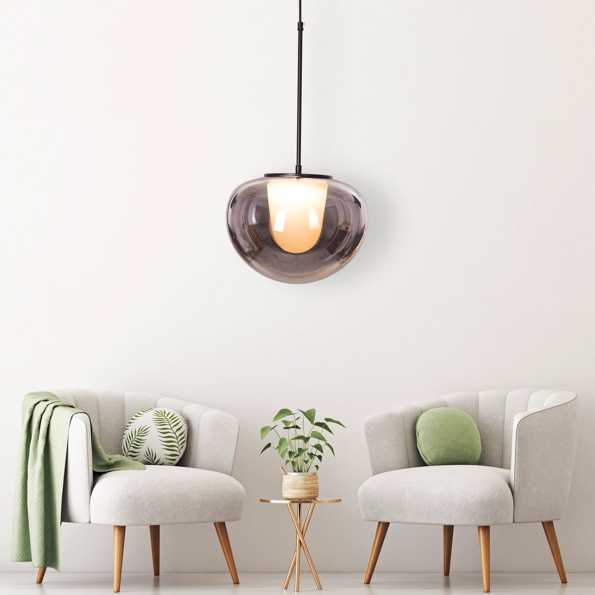 Smoke Screen (Black, Smokey Grey, 3 Color LED) Clear Glass Pendant Light
