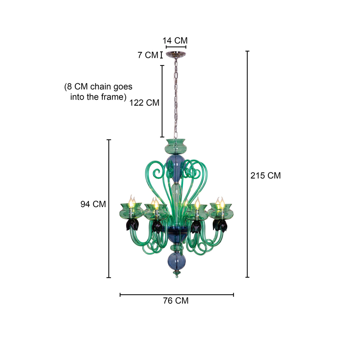 Kind To The Mind (Large, Green, Blue) Clear Glass Chandelier