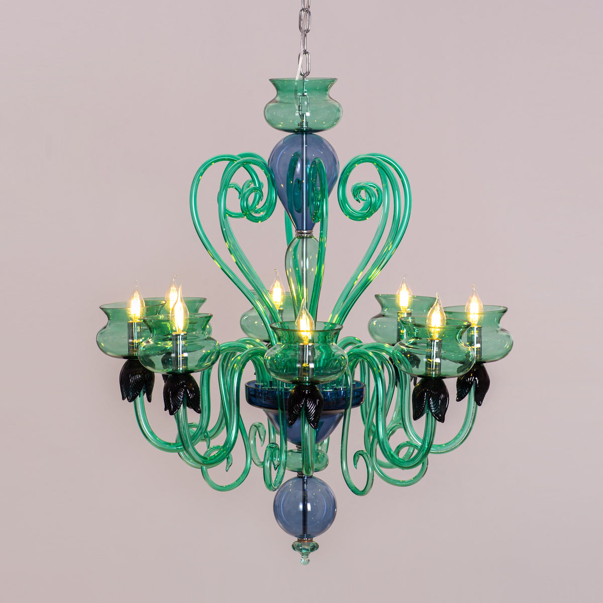 Kind To The Mind (Large, Green, Blue) Clear Glass Chandelier