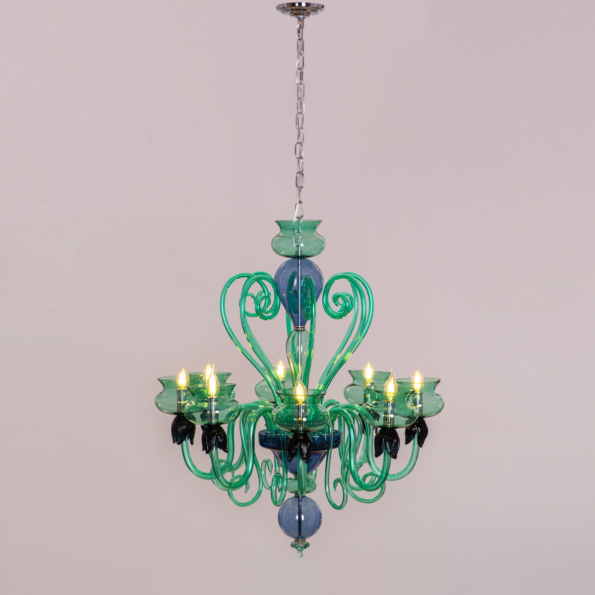 Kind To The Mind (Large, Green, Blue) Clear Glass Chandelier