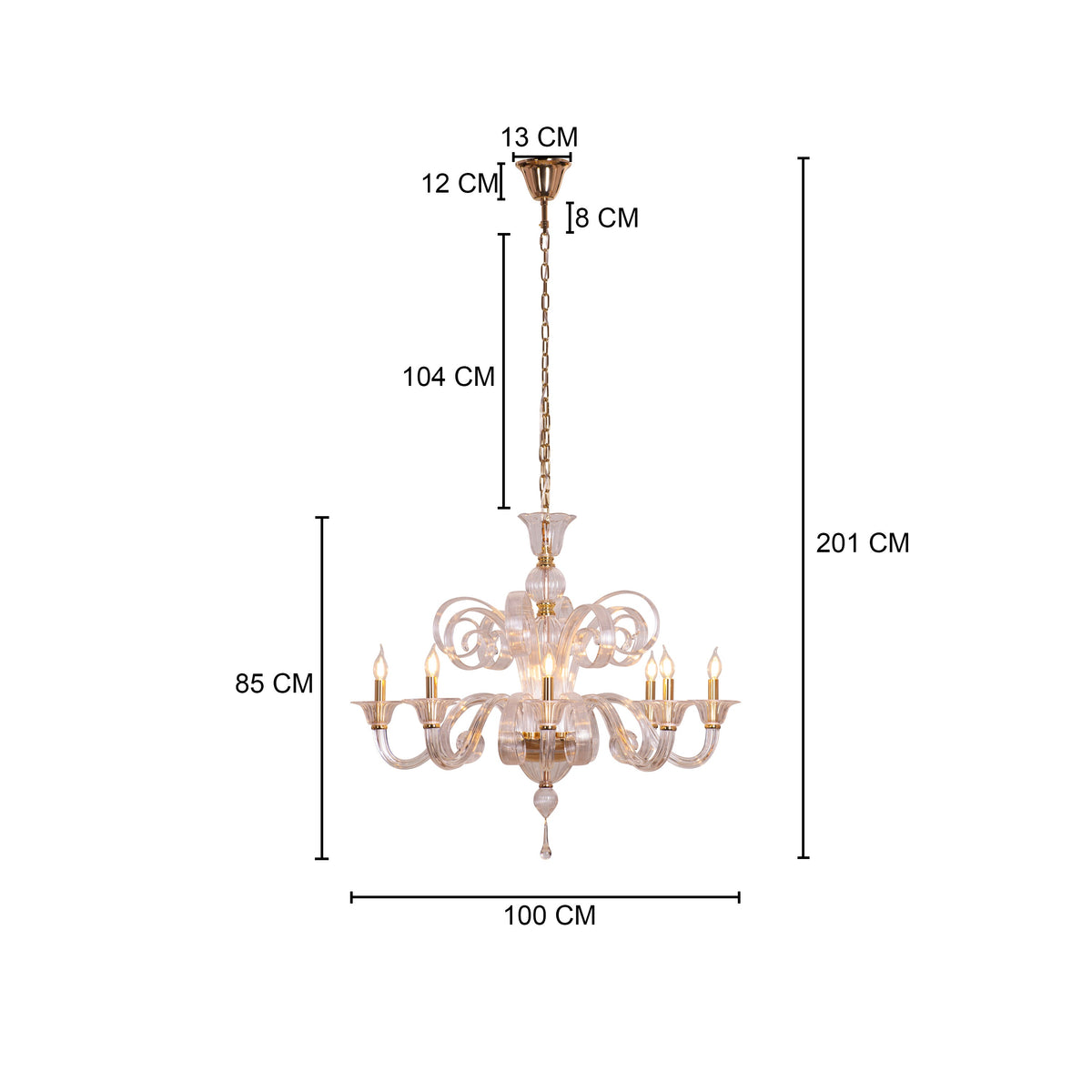 String Of Pearls (Large, Gold) Textured Glass Chandelier