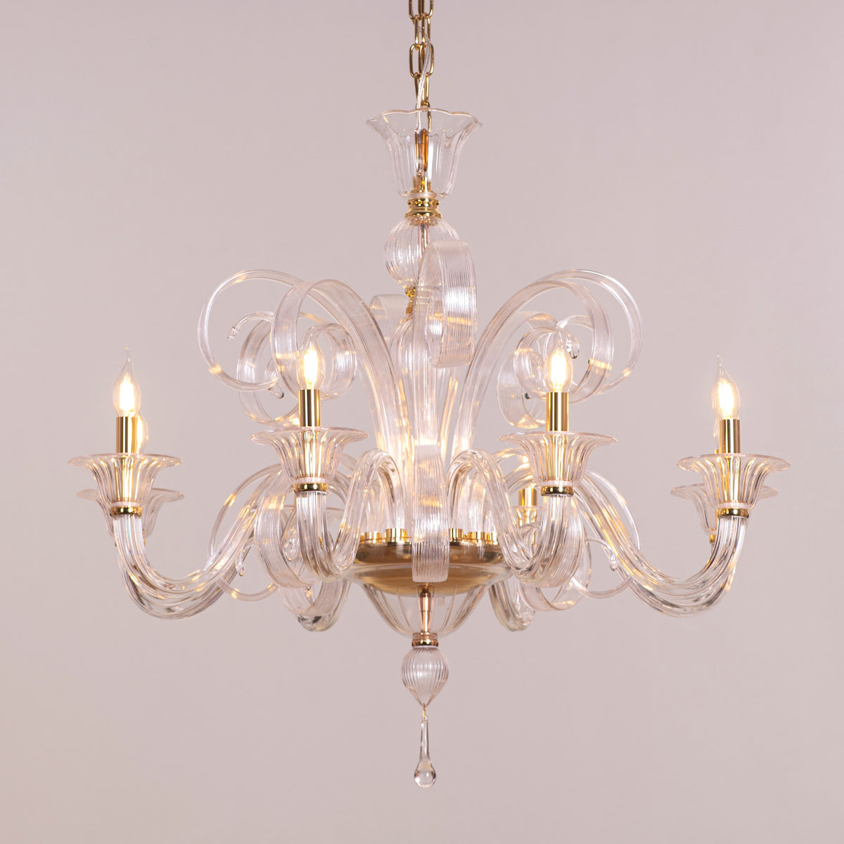 String Of Pearls (Large, Gold) Textured Glass Chandelier