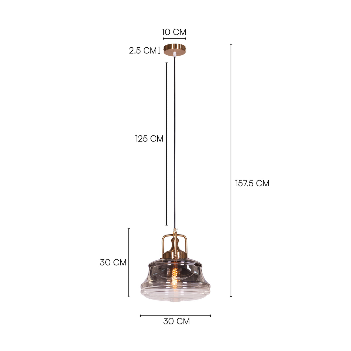 Eyes Closed (Gold, Smokey Grey) Clear Glass Pendant Light