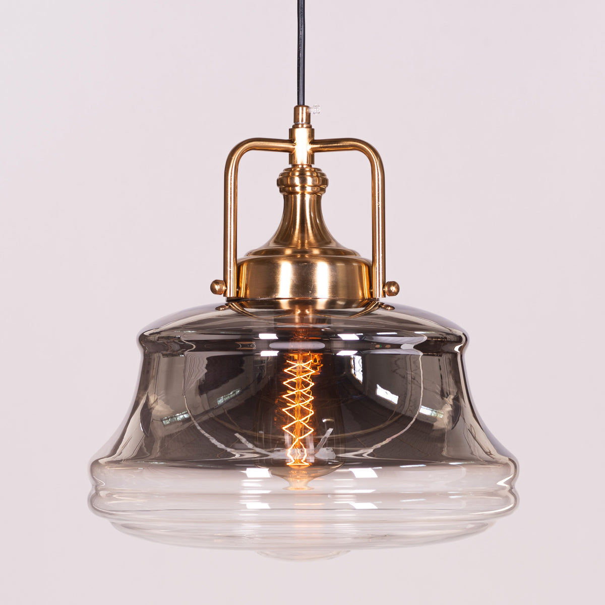 Eyes Closed (Gold, Smokey Grey) Clear Glass Pendant Light