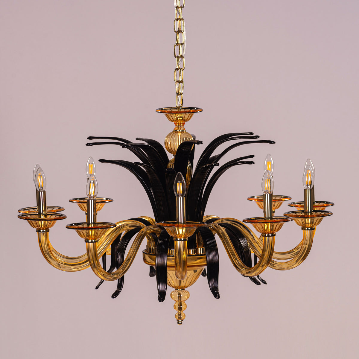 Melodrama (Large, Amber, Black) Textured Glass Chandelier