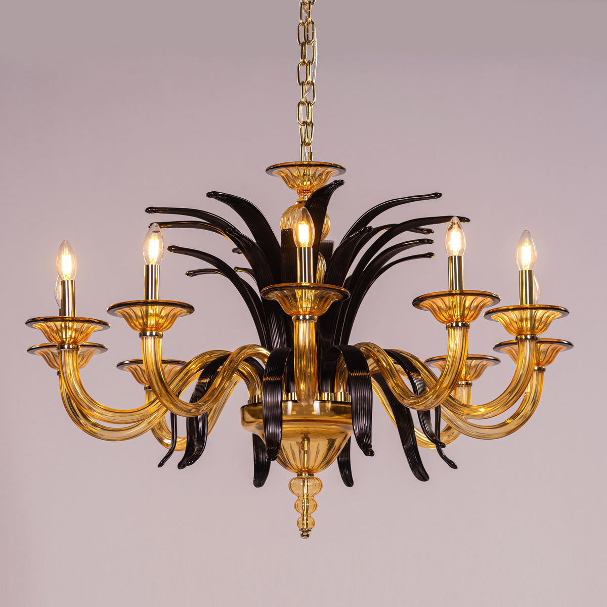 Melodrama (Large, Amber, Black) Textured Glass Chandelier