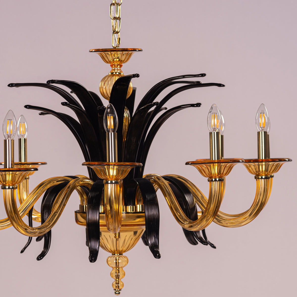 Melodrama (Large, Amber, Black) Textured Glass Chandelier