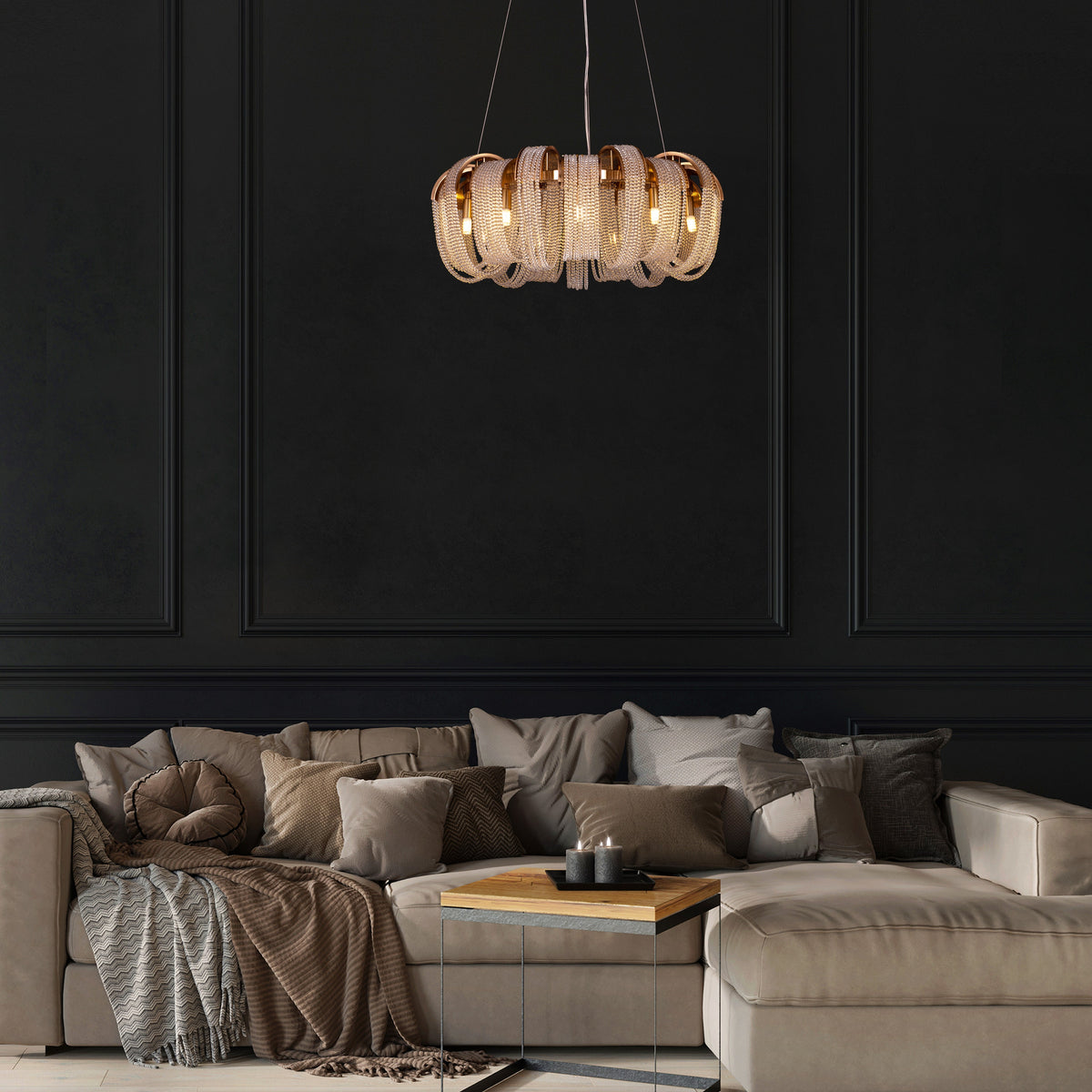 Waves For Days (Medium, Gold) Crystal Chandelier