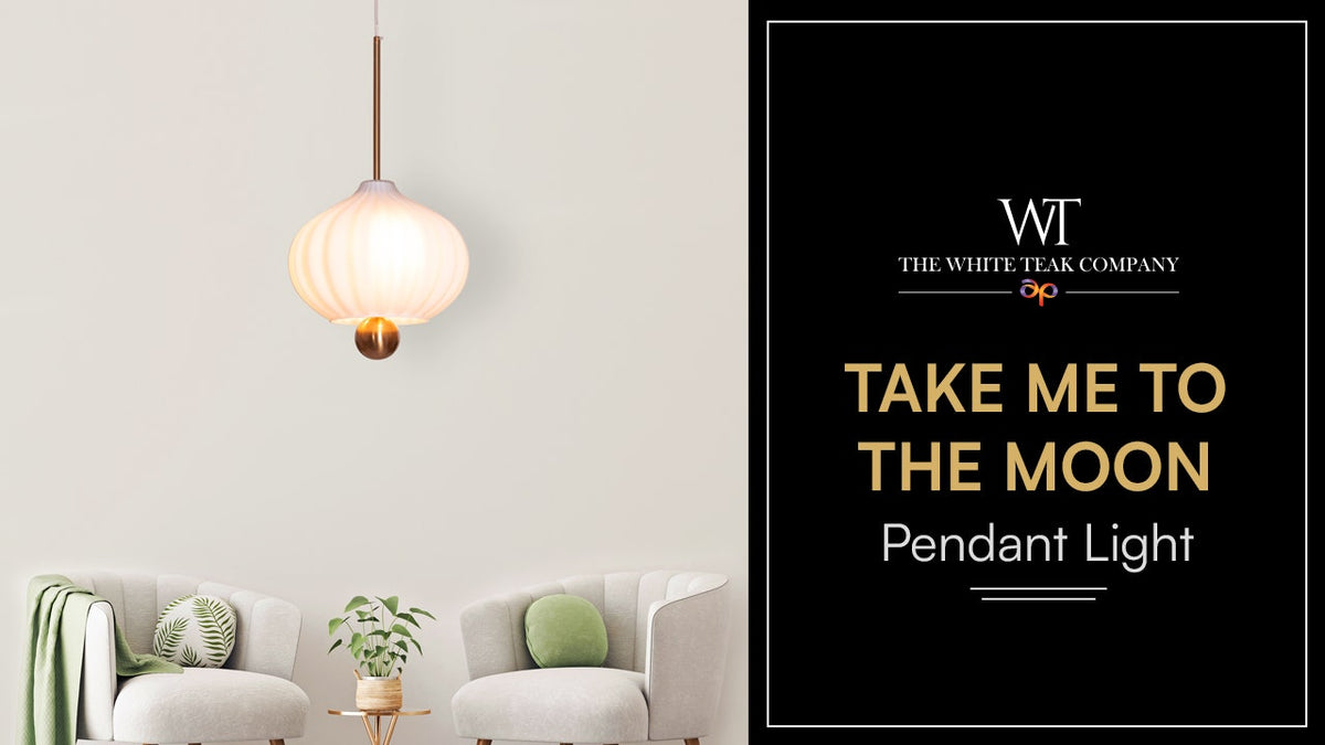 Take Me To The Moon (Gold, White) Frosted Glass Pendant Light