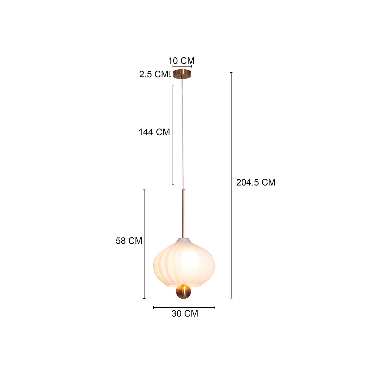 Take Me To The Moon (Gold, White) Frosted Glass Pendant Light