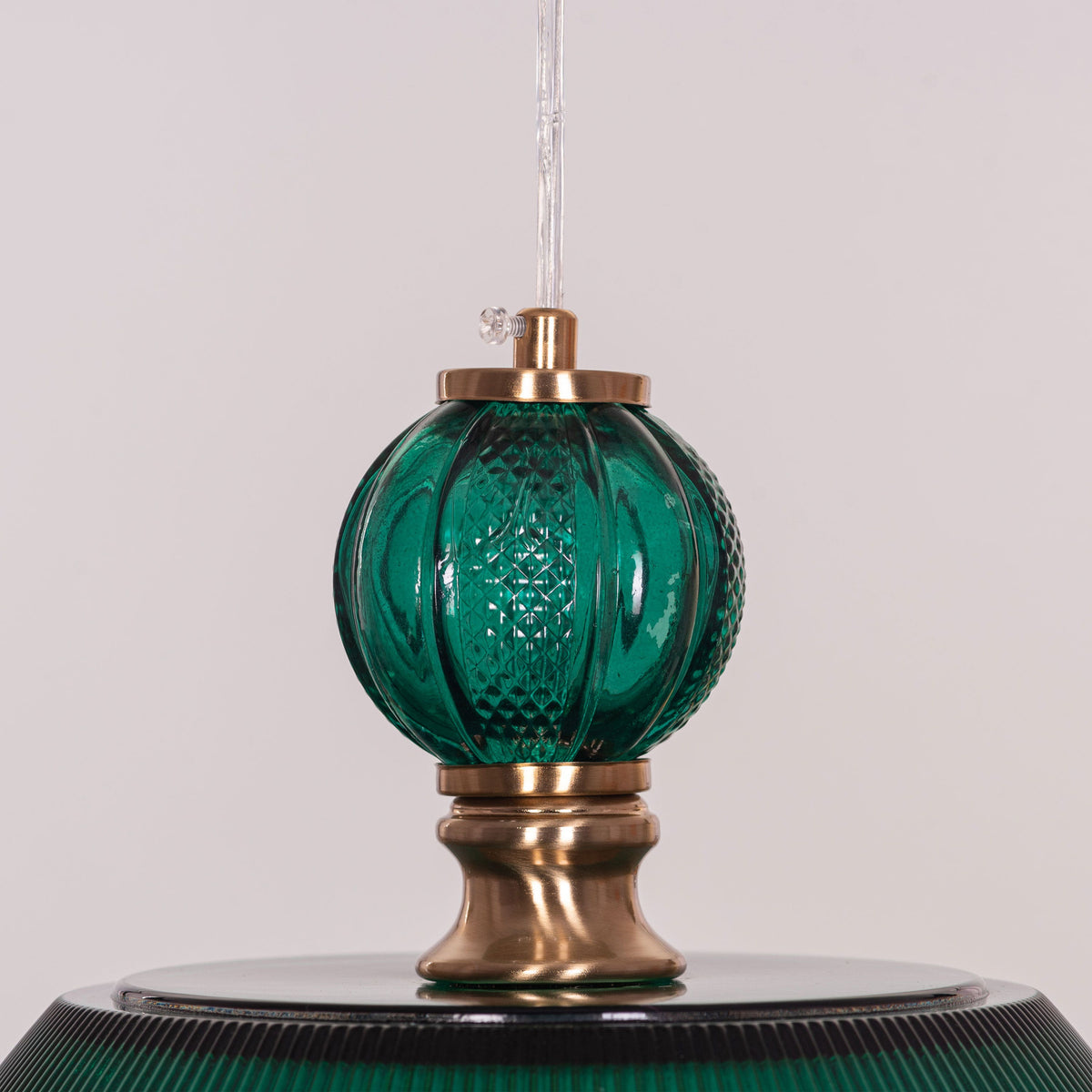 Teal Twist (Green, Gold) Textured Glass Pendant Light