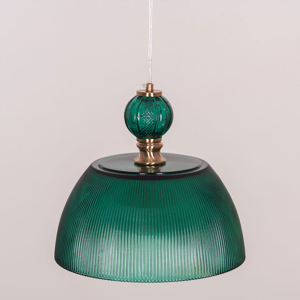 Teal Twist (Green, Gold) Textured Glass Pendant Light