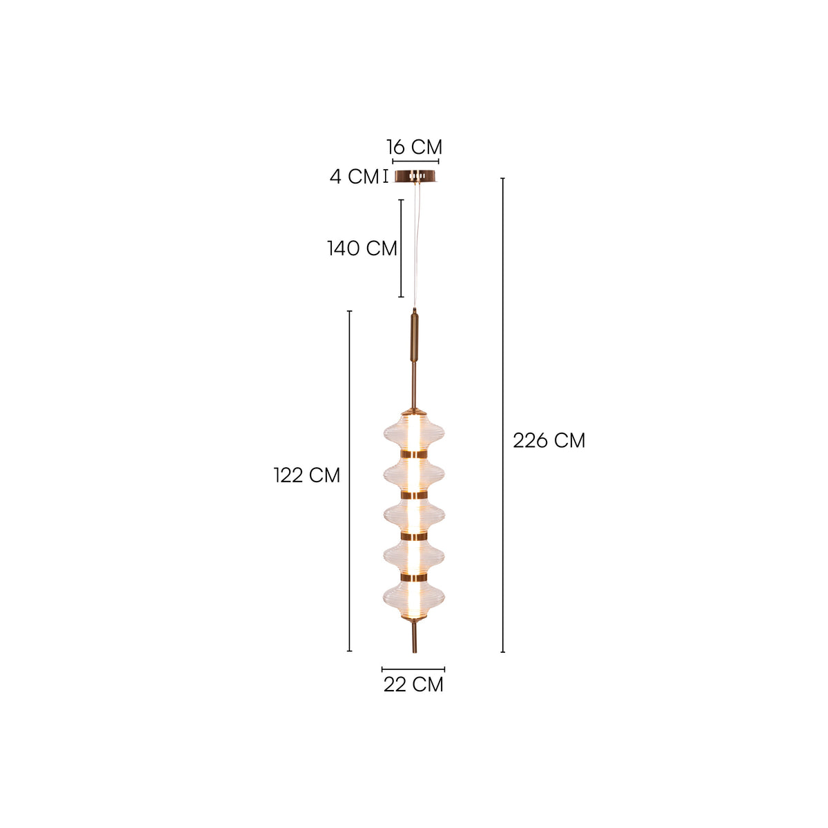 Love Poem (Gold) 3 Color Dimmable LED with Remote Control Textured Glass Pendant Light