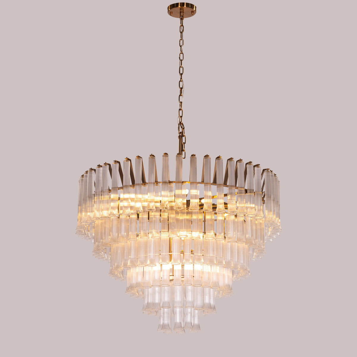 Lived It Twice (Gold) Clear Glass Chandelier