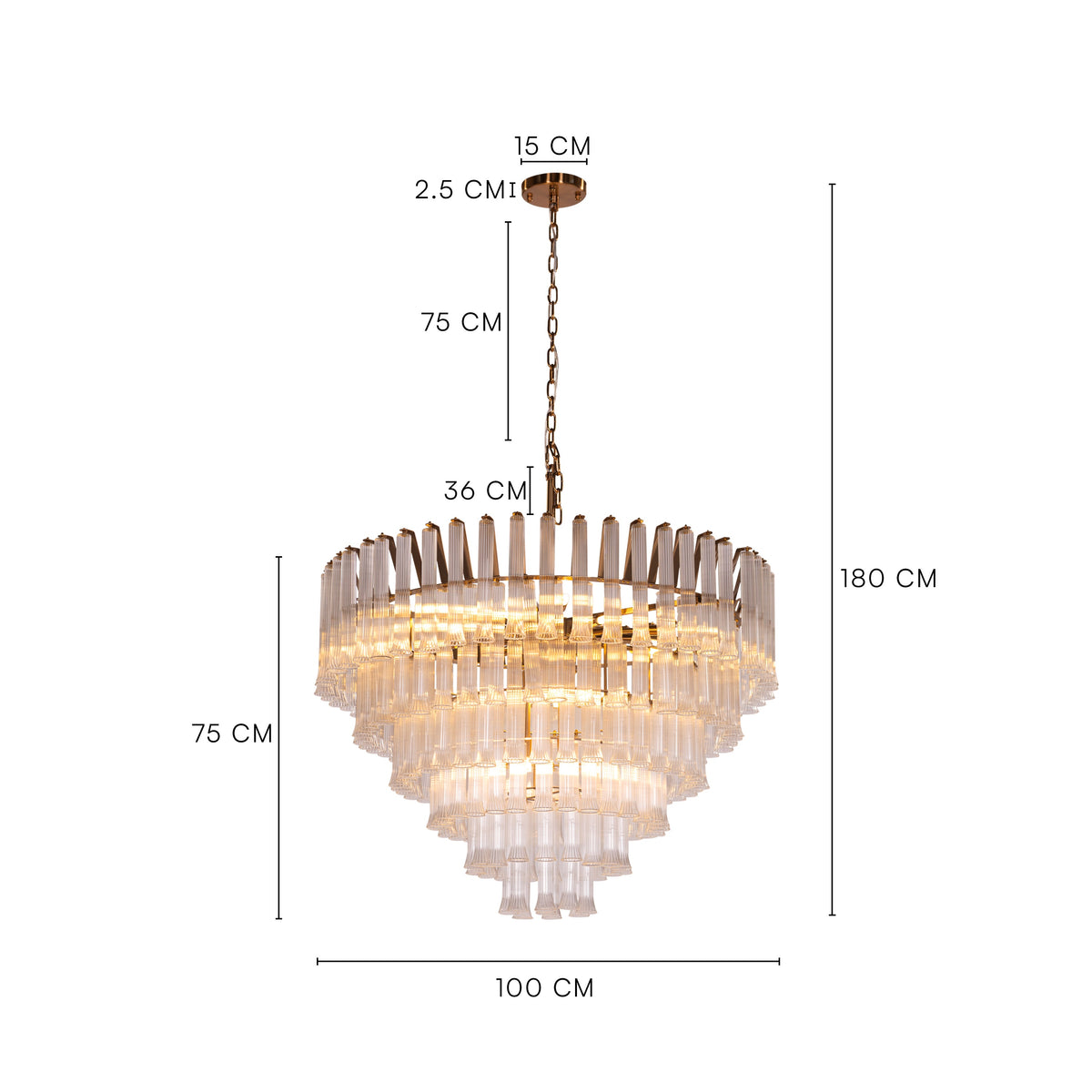 Lived It Twice (Gold) Clear Glass Chandelier
