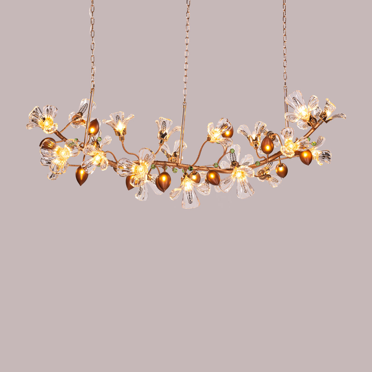 Harubana Splash (Large, Rose Gold, Clear & Amber) Textured Glass Chandelier