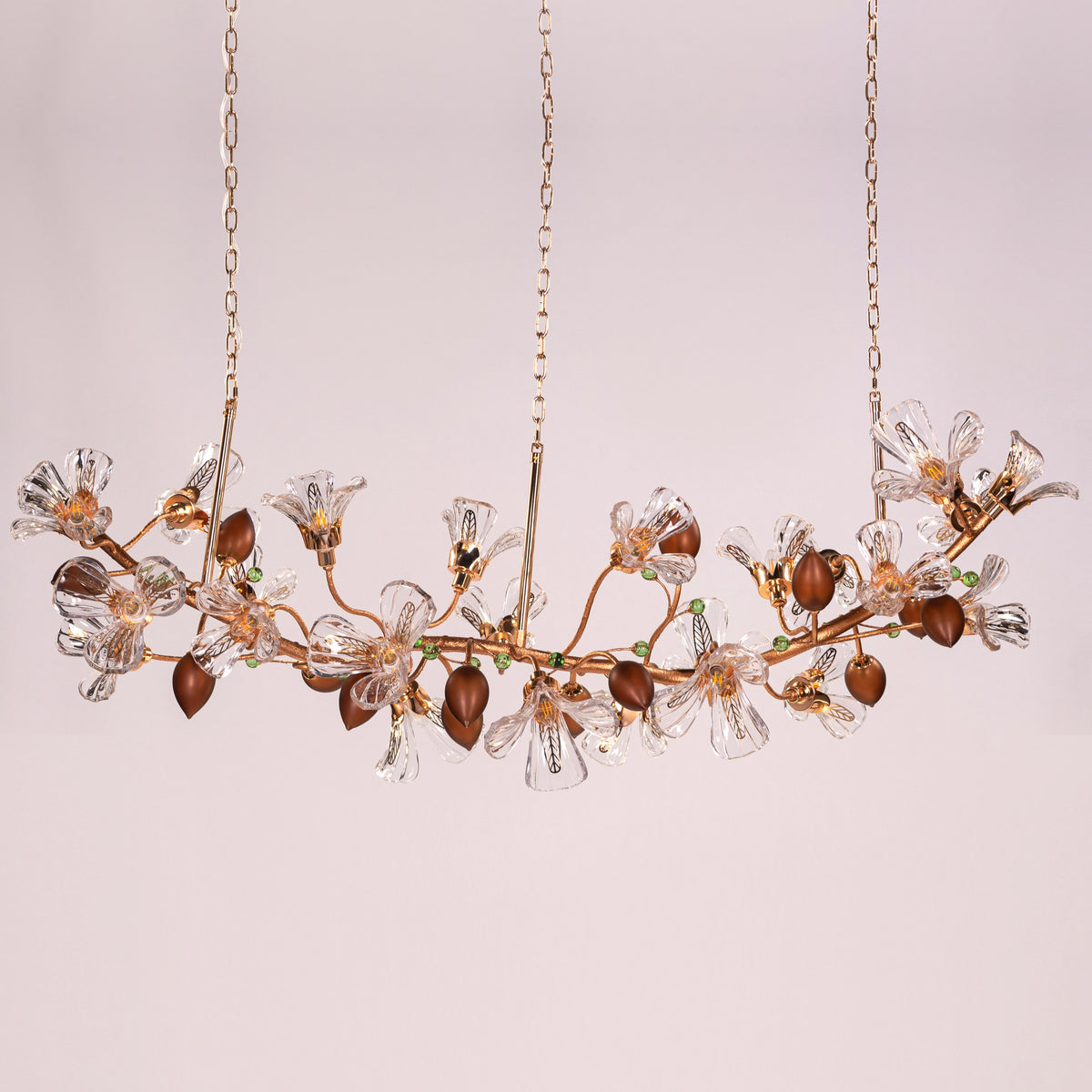 Harubana Splash (Large, Rose Gold, Clear & Amber) Textured Glass Chandelier