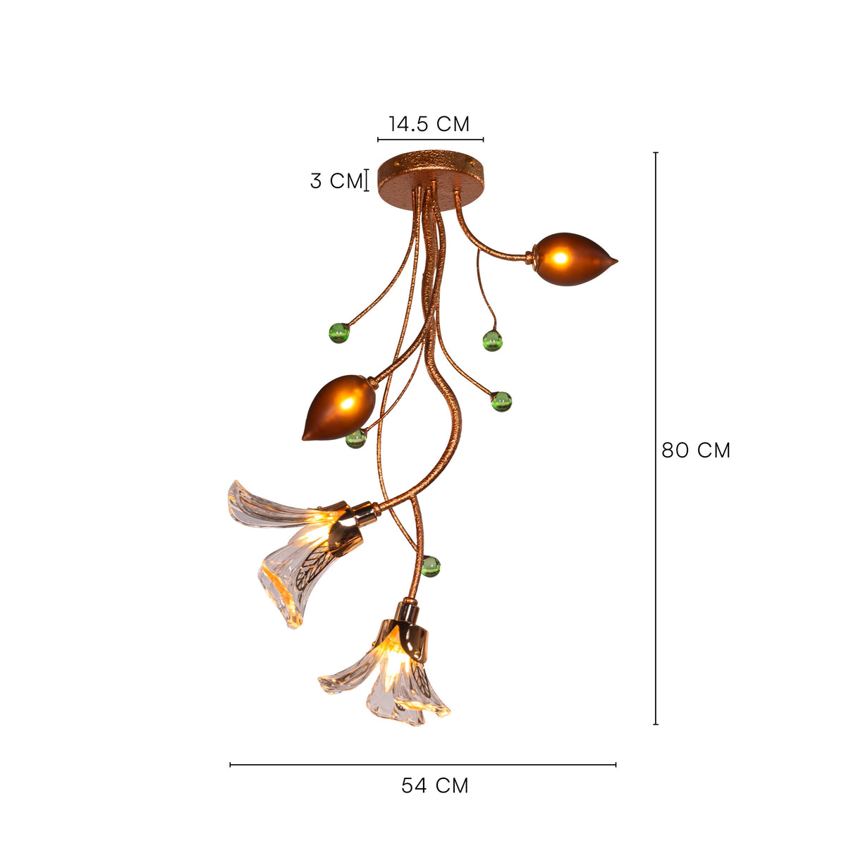 Harubana Blossom (Rose Gold, Clear Amber) Textured Glass Pendant Light