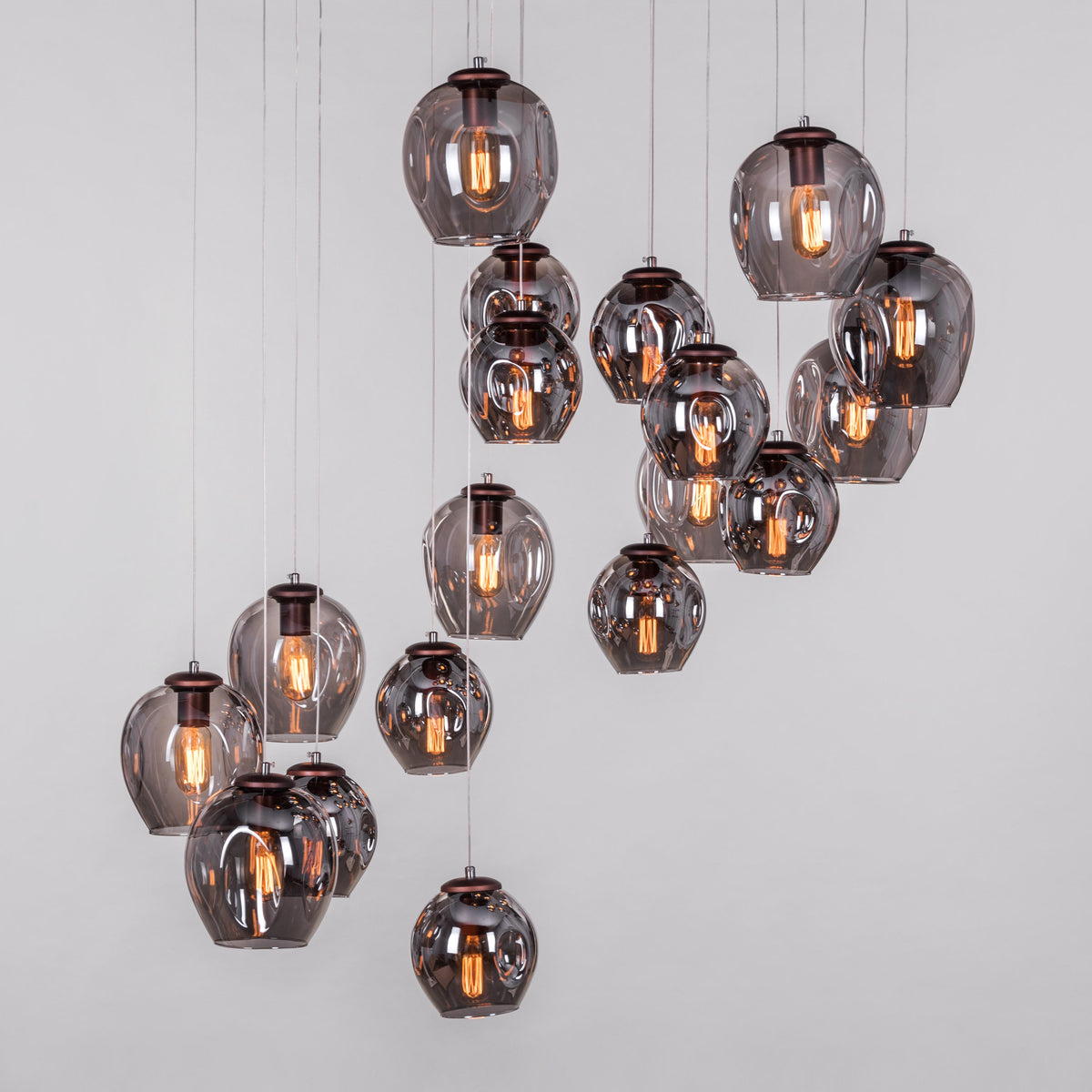 Thousand Stars (Large, Smokey Grey) Clear Glass Double Height Chandelier