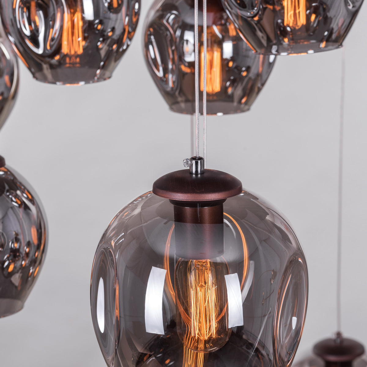 Thousand Stars (Large, Smokey Grey) Clear Glass Double Height Chandelier