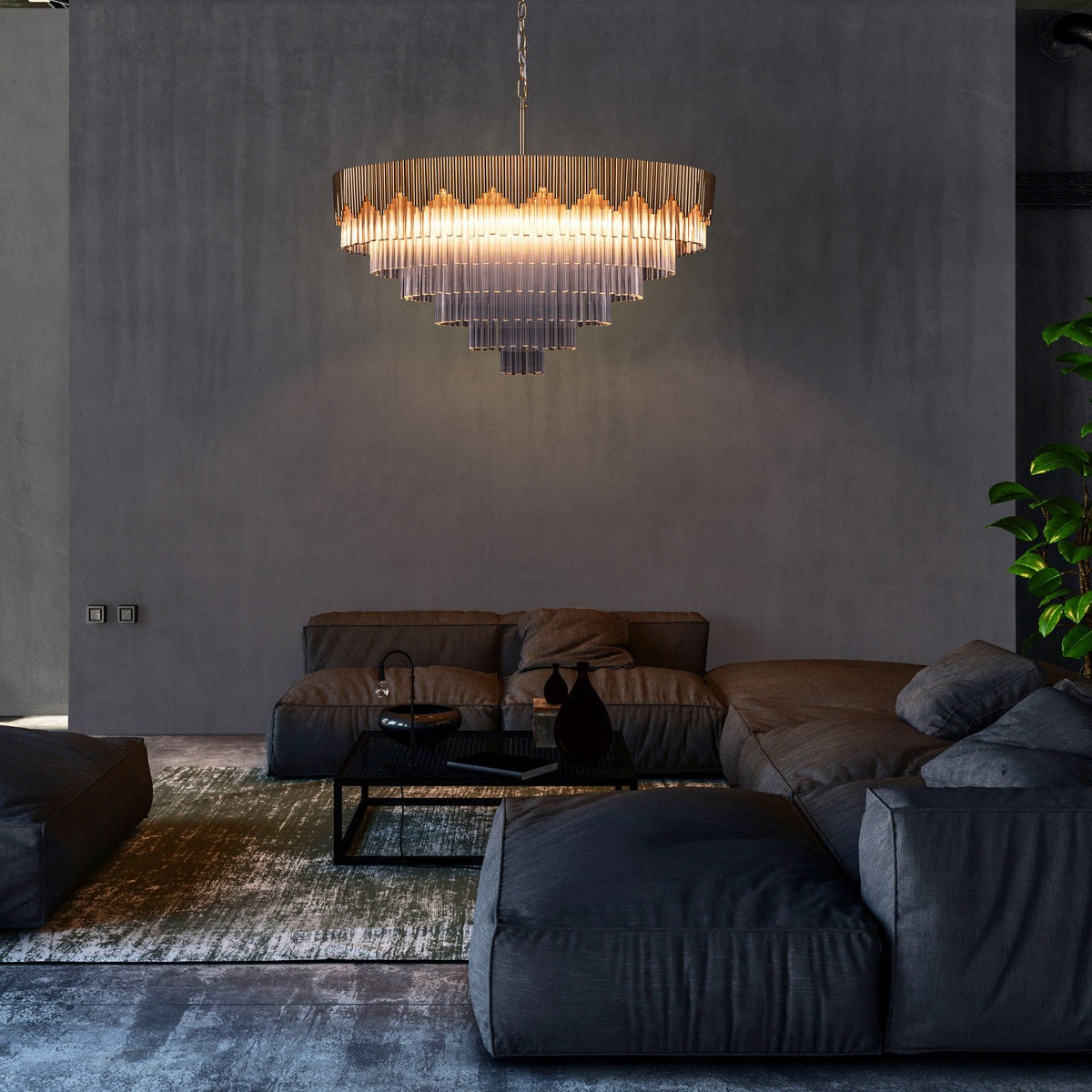 Diamonds Are Forever (Large, Matte Gold) Crystal Chandelier