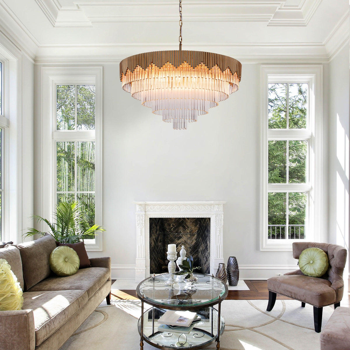 Diamonds Are Forever (Large, Matte Gold) Crystal Chandelier