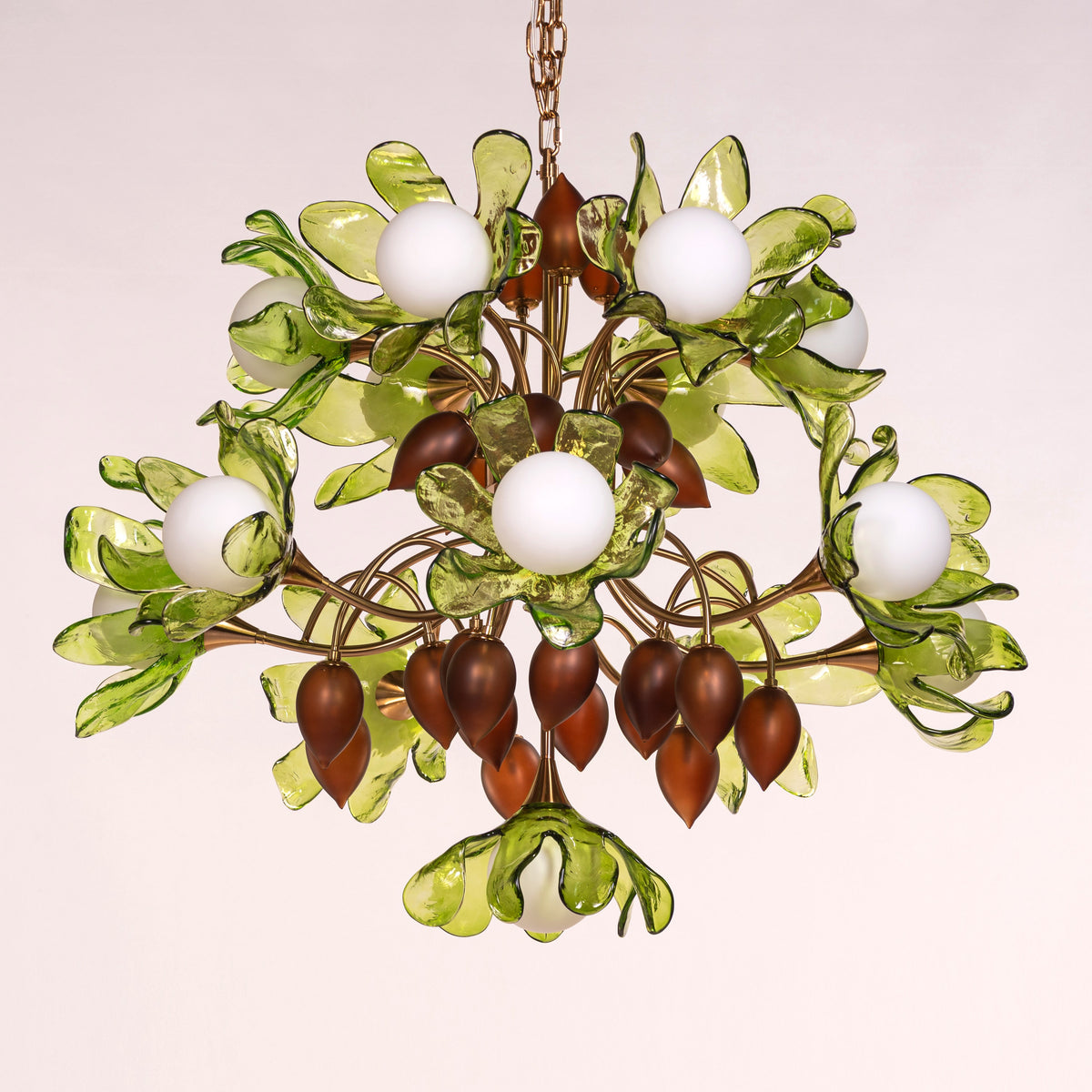 Midori Bouquet (Gold, Green & Amber) Tinted Glass Chandelier