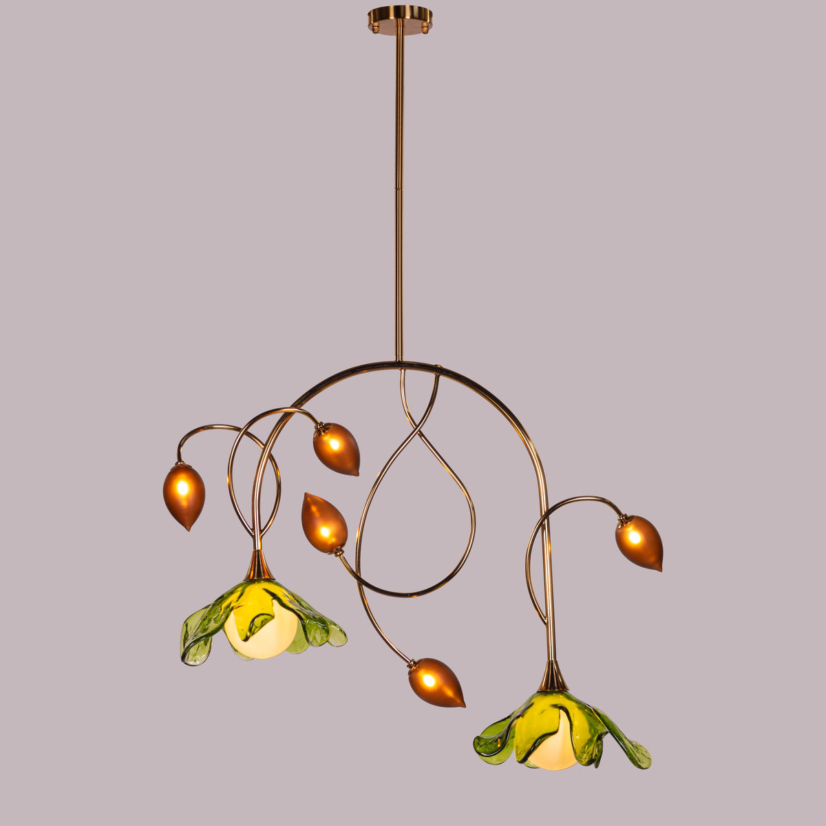 Midori Meadow (Gold, Green & Amber) Tinted Glass Chandelier