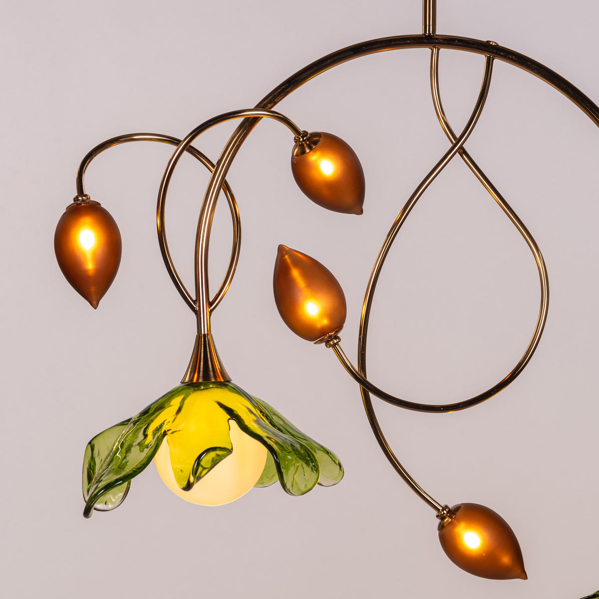 Midori Meadow (Gold, Green & Amber) Tinted Glass Chandelier