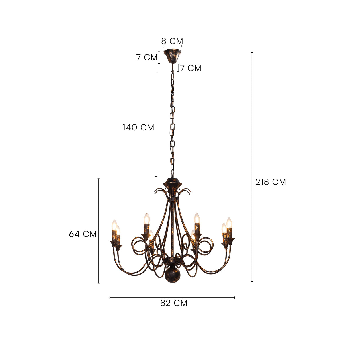 Ruins Of Us (Large, Black, Antique Gold) Chandelier