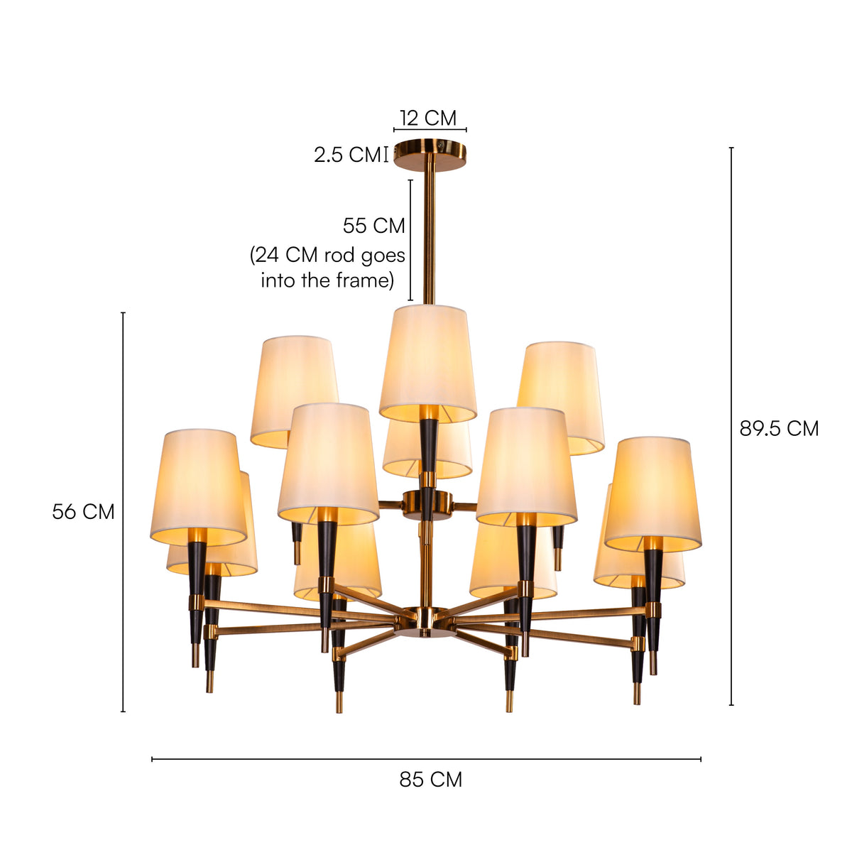 See The Unseen (Black, Gold) Fabric Chandelier