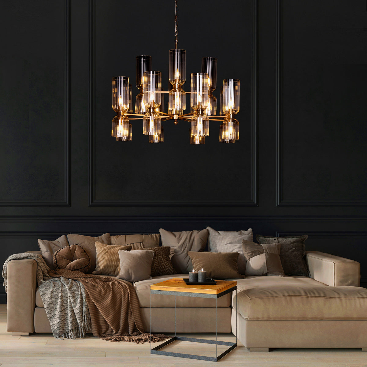 One Last Dance (Gold) Textured Glass Chandelier