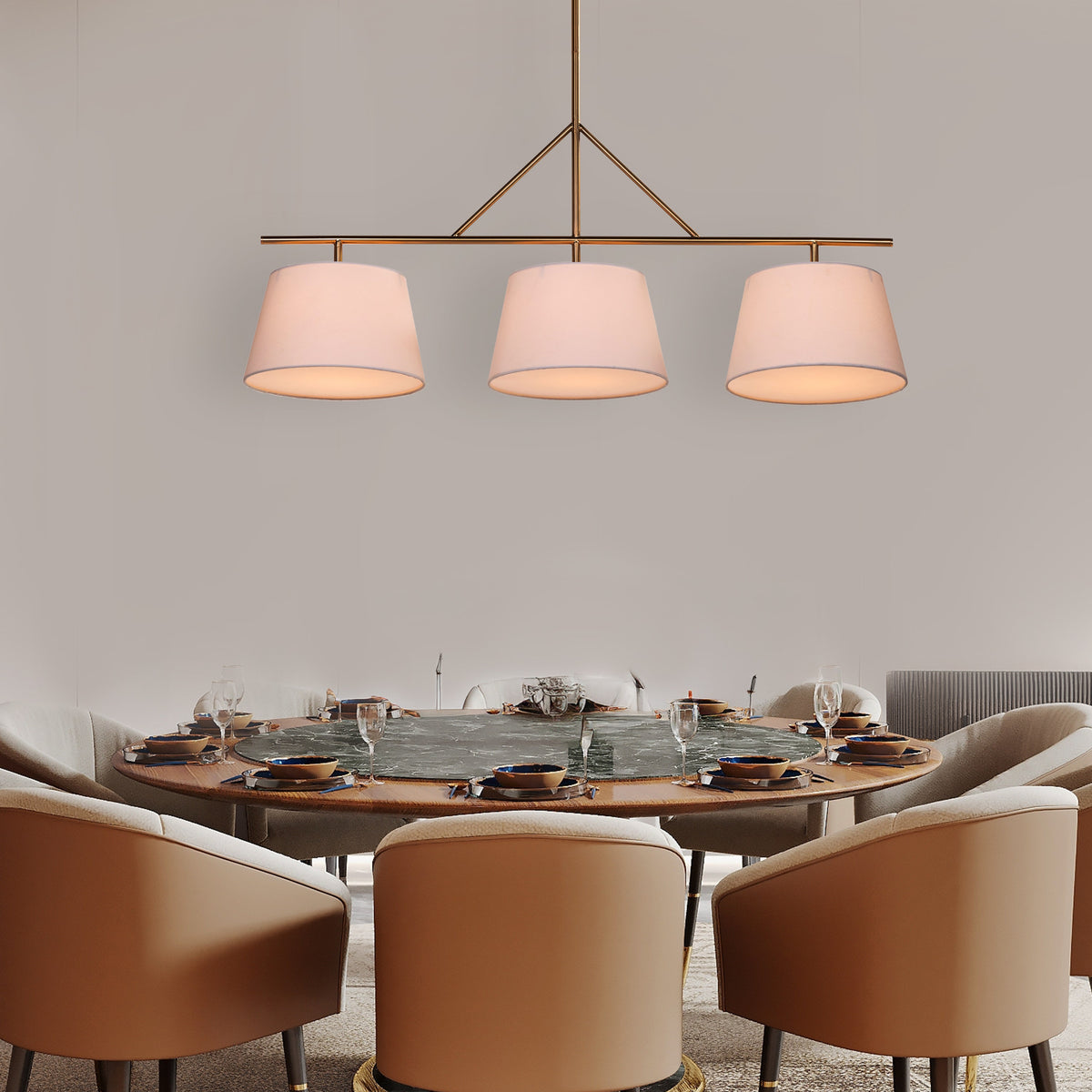 Swiss Bliss (Gold, Off-White) Fabric Chandelier