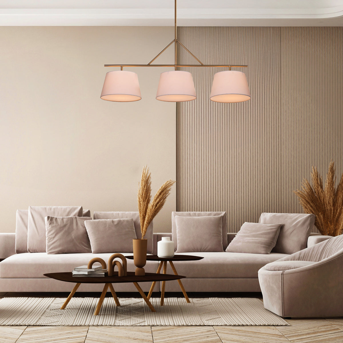 Swiss Bliss (Gold, Off-White) Fabric Chandelier