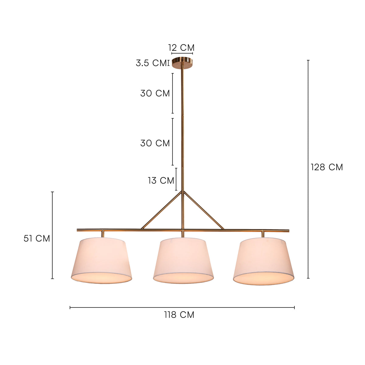Swiss Bliss (Gold, Off-White) Fabric Chandelier