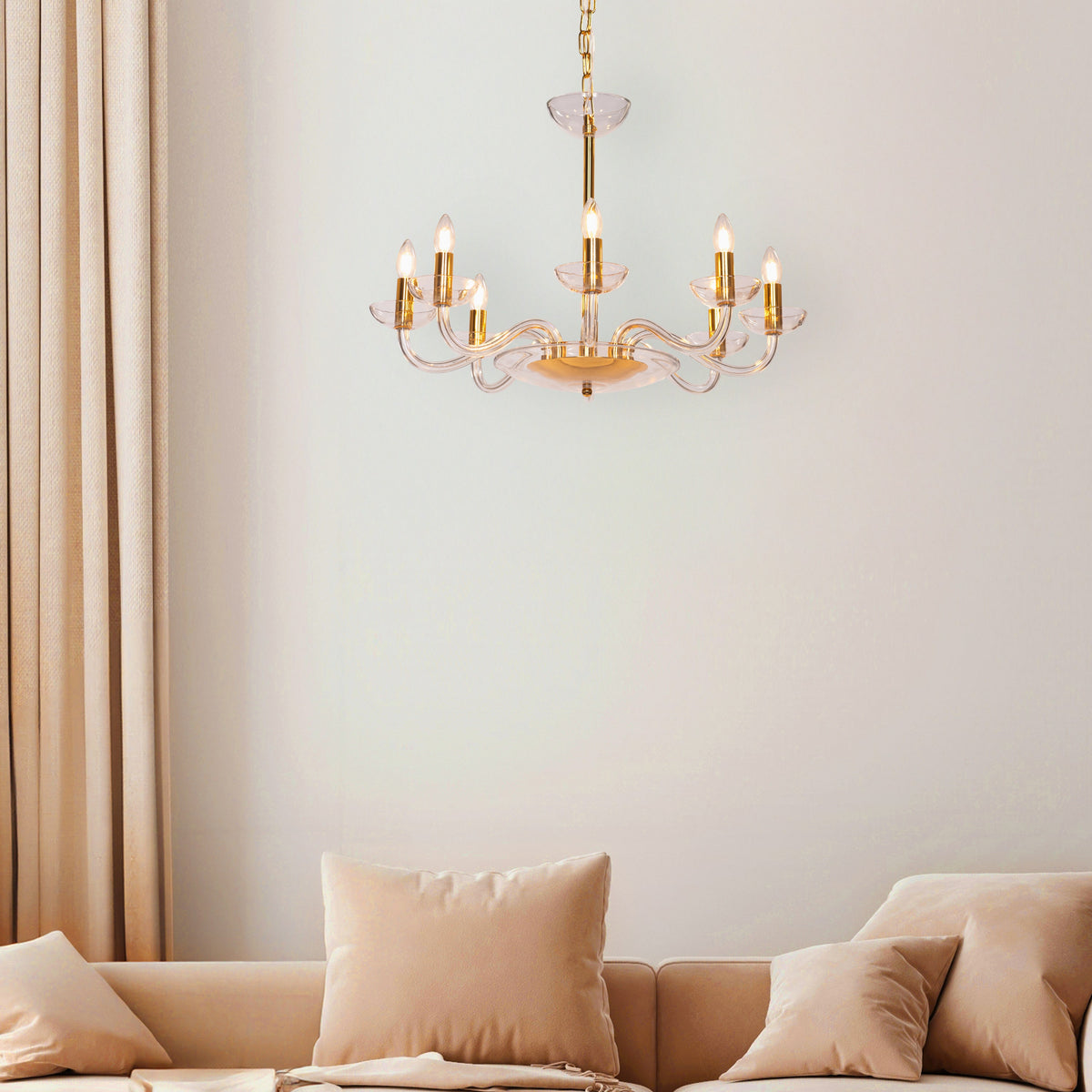 Be The Story (Medium, Gold) Clear Glass Chandelier