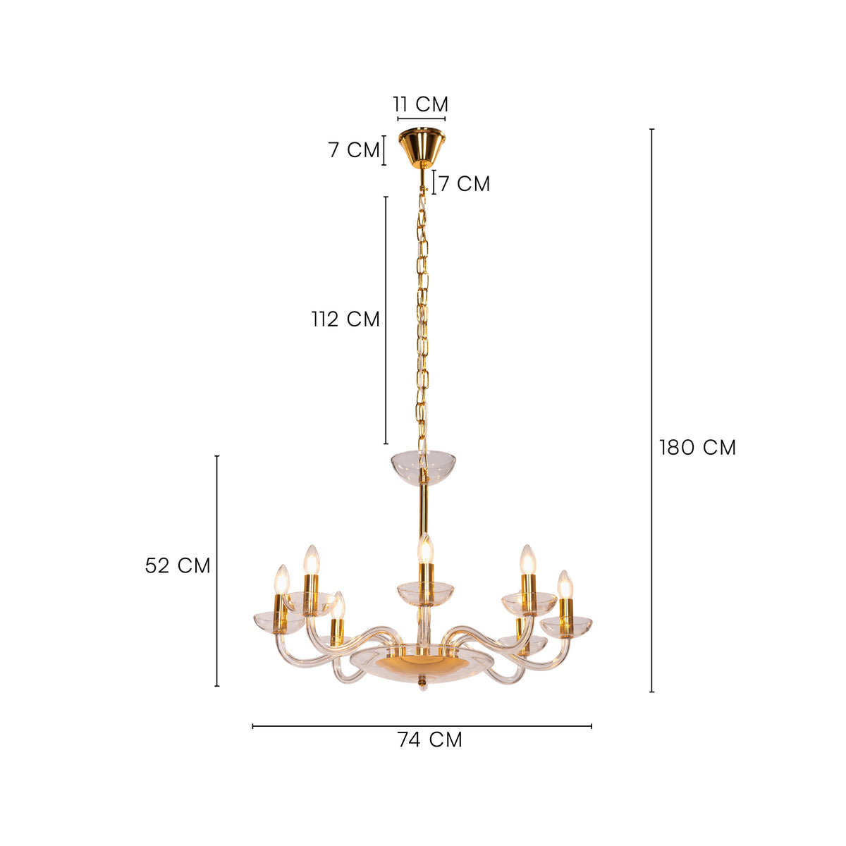 Be The Story (Medium, Gold) Clear Glass Chandelier