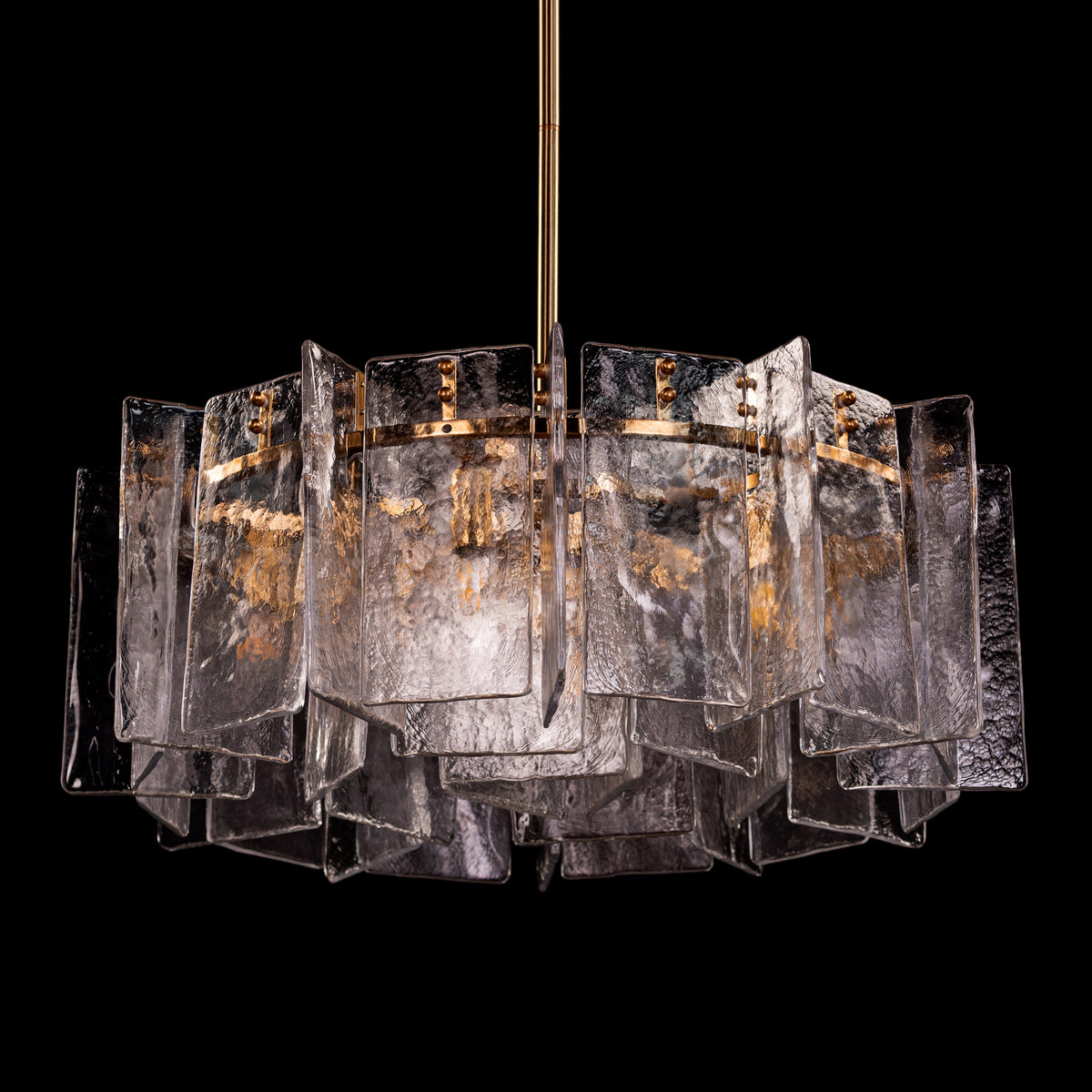 Rose Rhapsody (Gold) Textured Glass Round Chandelier